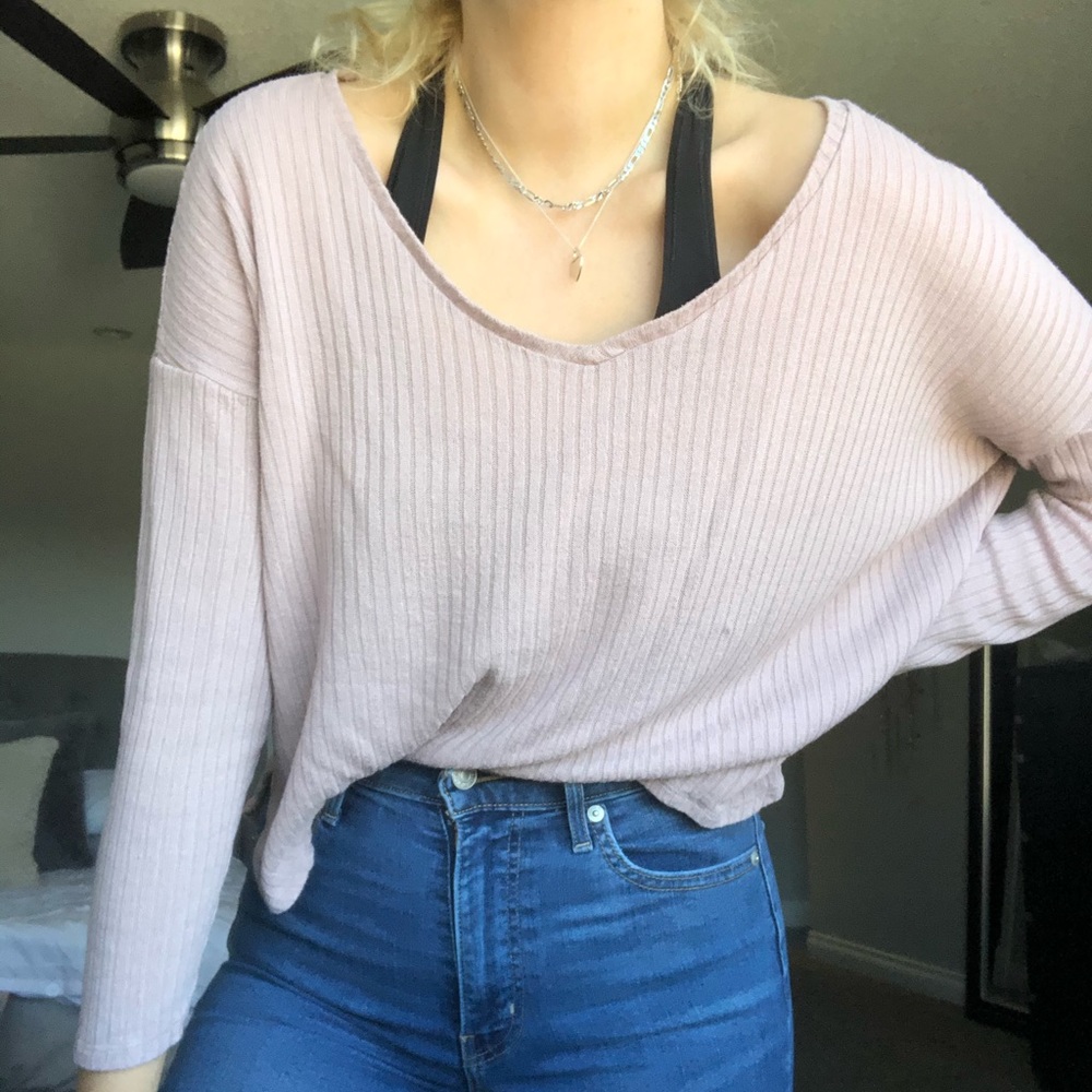 Dusty Rose Ribbed Long Sleeve